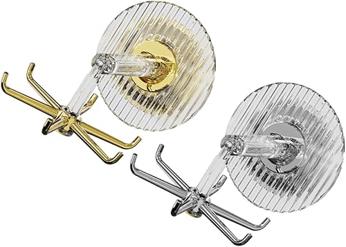 2 ganchos de succión resistentes giratorios para utensilios de cocina, organizador transparente montado en la pared, sin taladro, ganchos colgantes