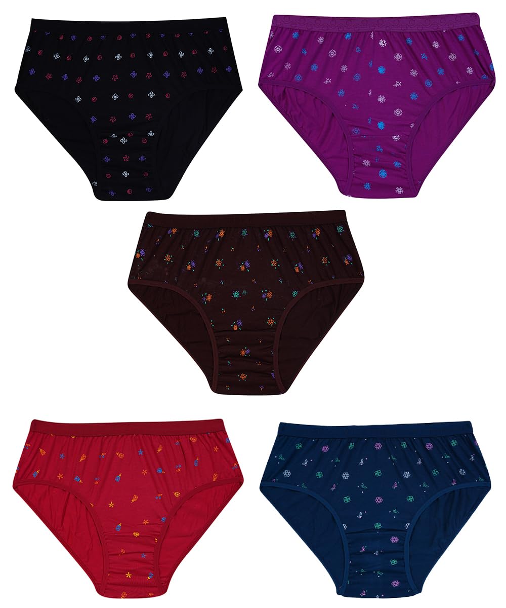 essa Softy Women's Printed Briefs | 100% Super Soft Cotton| Outer Elastic Waistband | Innerwear, Panties | Pack of 5-picture-49