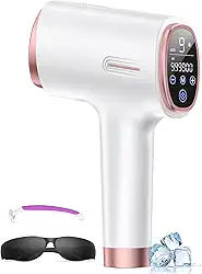 Remoção de pelos a laser para mulheres e homens, contato com resfriamento de gelo de 7,2 °C, alternativa segura e praticamente indolor ao dispositivo de depilação IPL de salão de beleza, depilação de