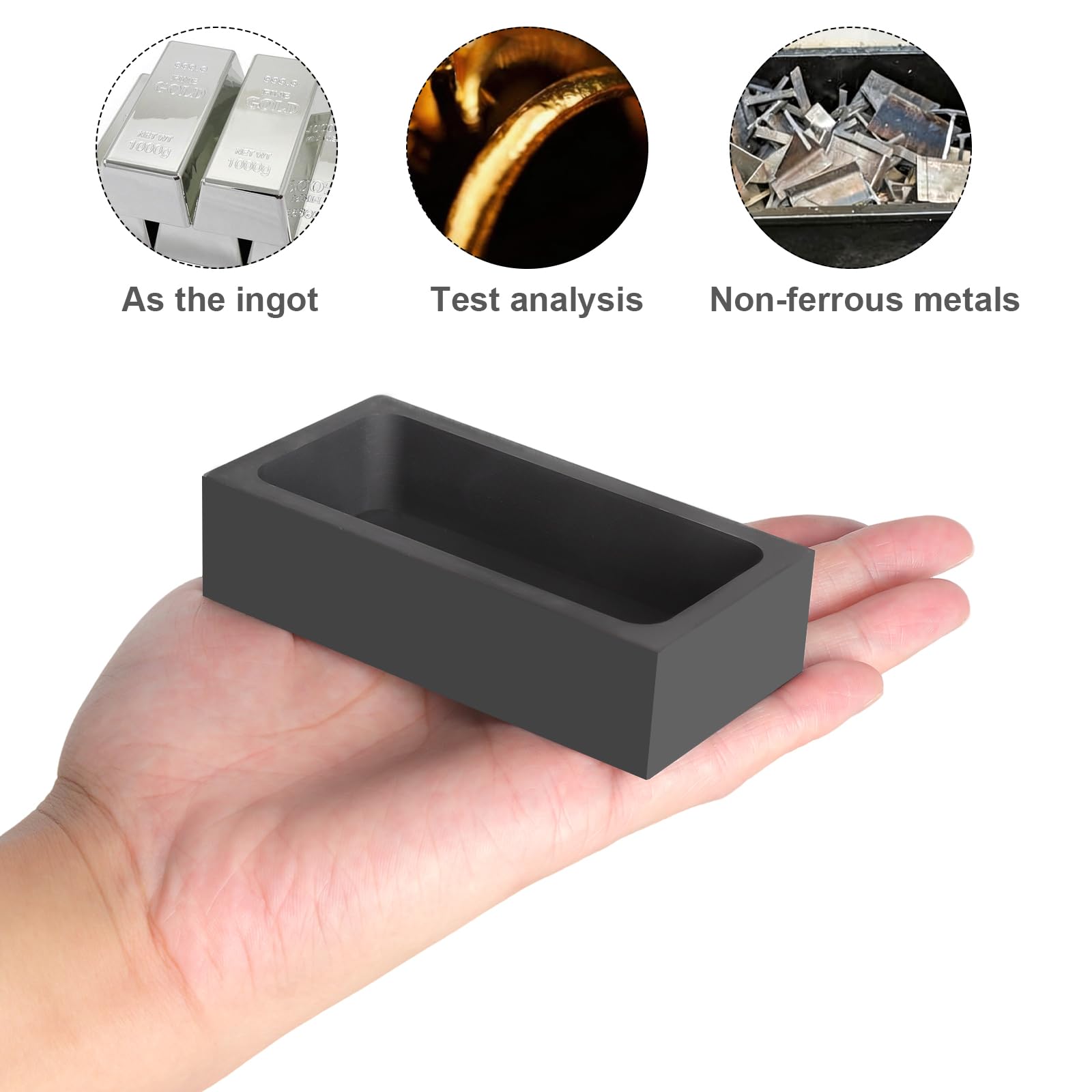 Kokille in grafite ad alta purezza, forma a barretta di grafite, oro-argento, alluminio, rame, ottone, zinco, piombo, pressofusione Confezione da 1 kg