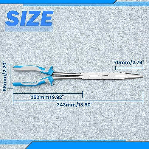 Image of SPEEDWOX 13 Inch X-Type Long Nose Pliers, Double-Joint Extra Long Nose | Double-Joint, Extended Reach, Dual Pivot, Extra Long Needle Nose Wire Wrapping for Hard-to-Reach Spaces TPR Handle