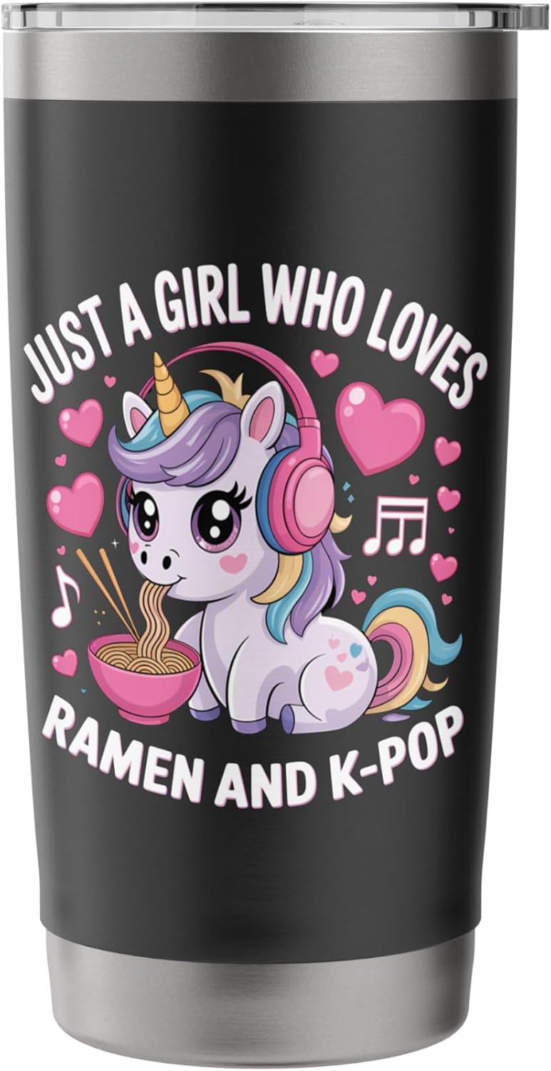 Just A Girl Who Loves Ramen And K-Pop Girl K Pop Kpop Stainless Steel Insulated Tumbler image 3