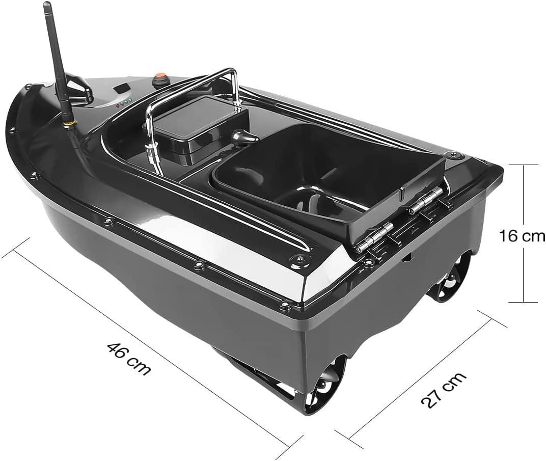 Fischköderboot RC Boot Köderboot 500m Fernbedienung Futterboot 1,5kg Laden Doppelmotor Fischfinder mit Sonarsensor Karpfenangeln Angler Geschenke für Männer (Schwarzes Boot mit Fischfinder)
