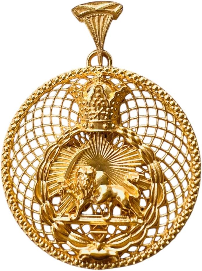 22k gold plaited Iran imperial Lion & Sun persian 925k silver pendant necklace,mythology gift,Special Design