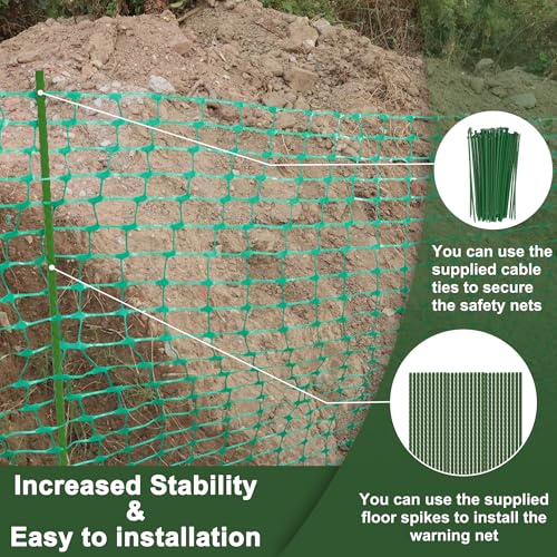 FIVMEN Begrenzungszaun 100cm Hoch Hühnerzaun Weidezaun Hundezaun inkl. 30 Pfähle und 100 Bindebänder Kunststoff Steckzaun Gartenzaun Mobiler Zaun, 30m