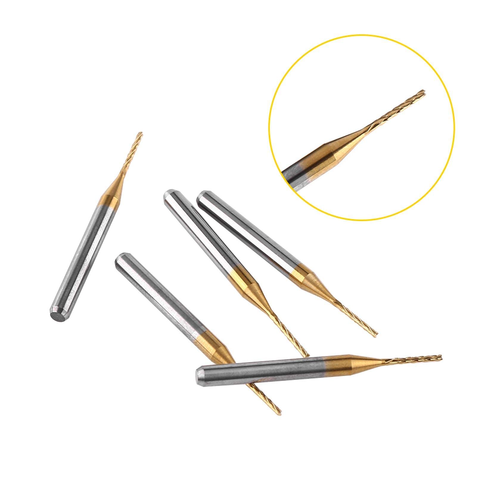 Akozon 10pcs Fraise CNC 3.175mm *1mm RevêTement en Carbure de TungstèNe Et Titane Outil de Coupe Foret Tige Droite Fraise pour Sculpture Gravure