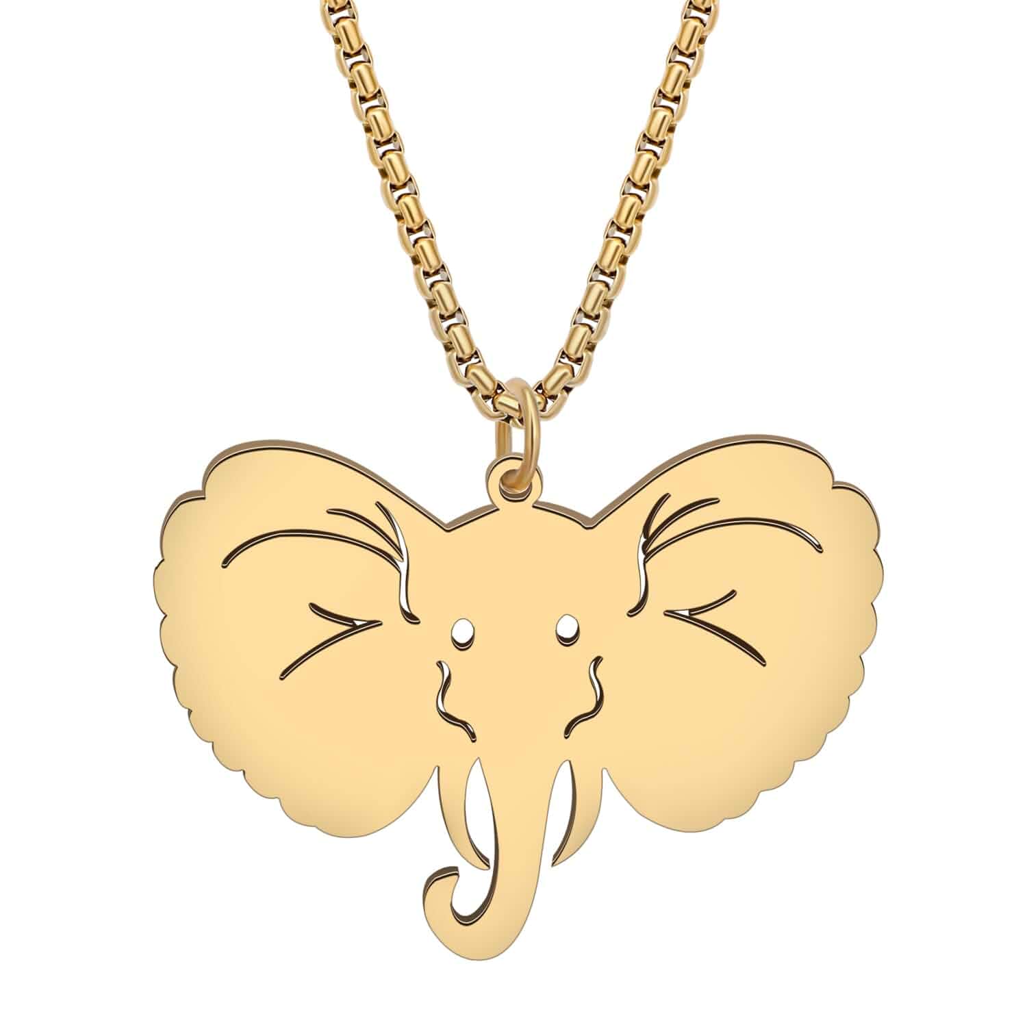 Stainless Steel Animal Elephant Necklace Pendant 18K Gold Silver Plated Cute African Elephant Necklaces Minimalist Simple Jewelry Gifts for Women Charms