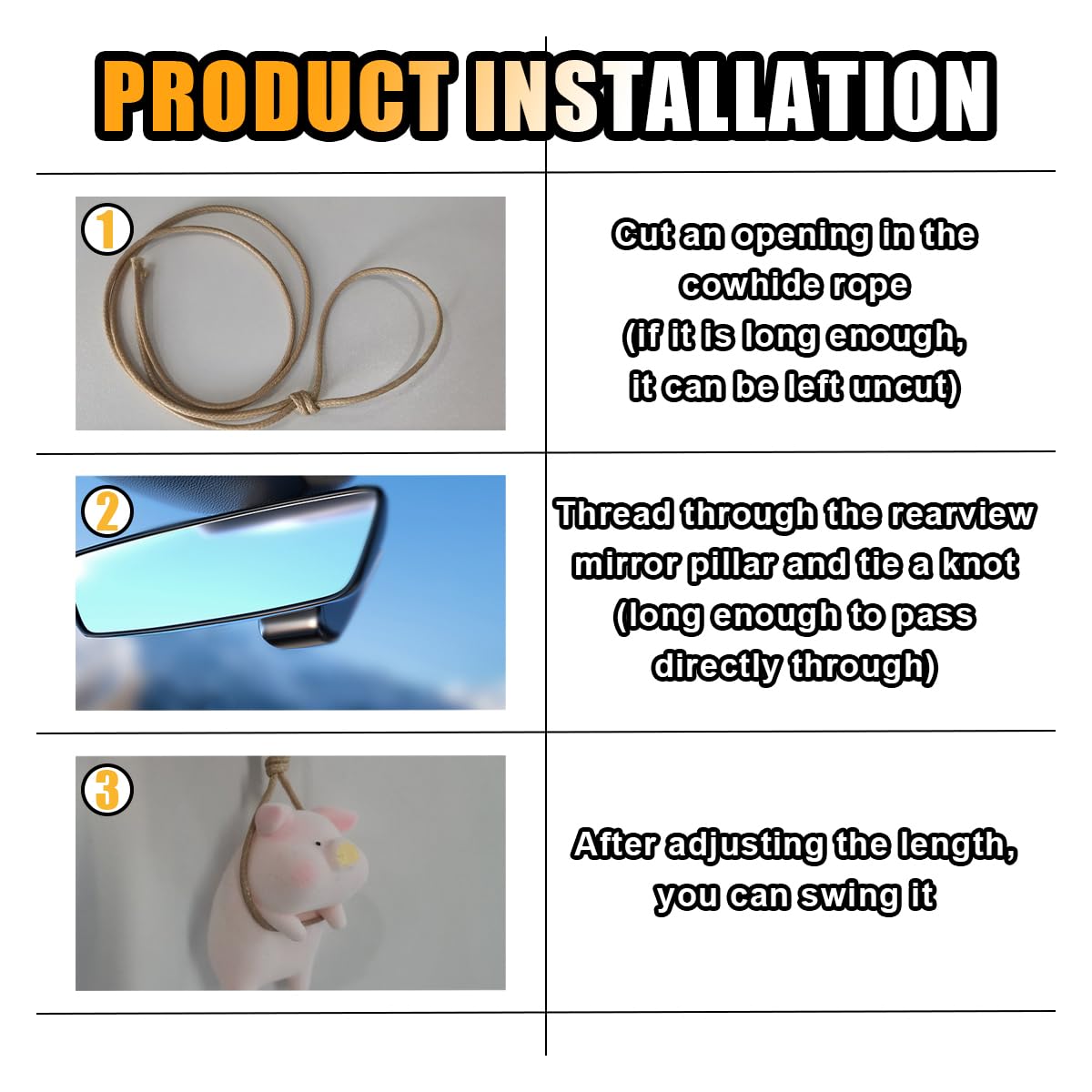 Swinging Pig Car Hanging Ornament, Lucky Piggy Pendant