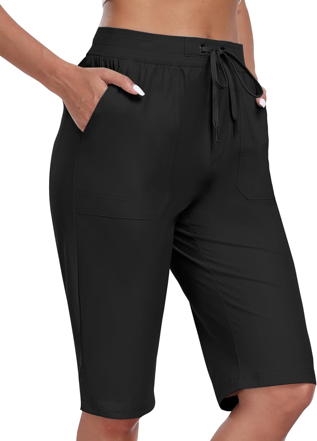 MoFiz Womens 13" Knee Length Hiking Shorts Quick Dry Water Resistant Athletic Travel Golf Bermuda Shorts with 3 Pockets