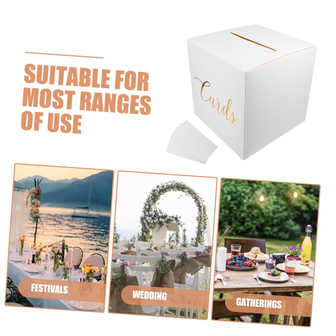 GLEAVI 4 Sätze Hochzeitskartenbox Teiliges Geschenkkartenbox für Hochzeiten Weiße Kartenbox mit Gratulationskarten Stilvolle Sammelbox für Erinnerungen