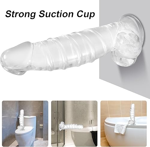 Miniatura 6 de Aobrong Consolador grande y realista, consolador suave de punto G de gelatina de 10.04 pulgadas con ventosa, juguete sexual para adultos, enchufe