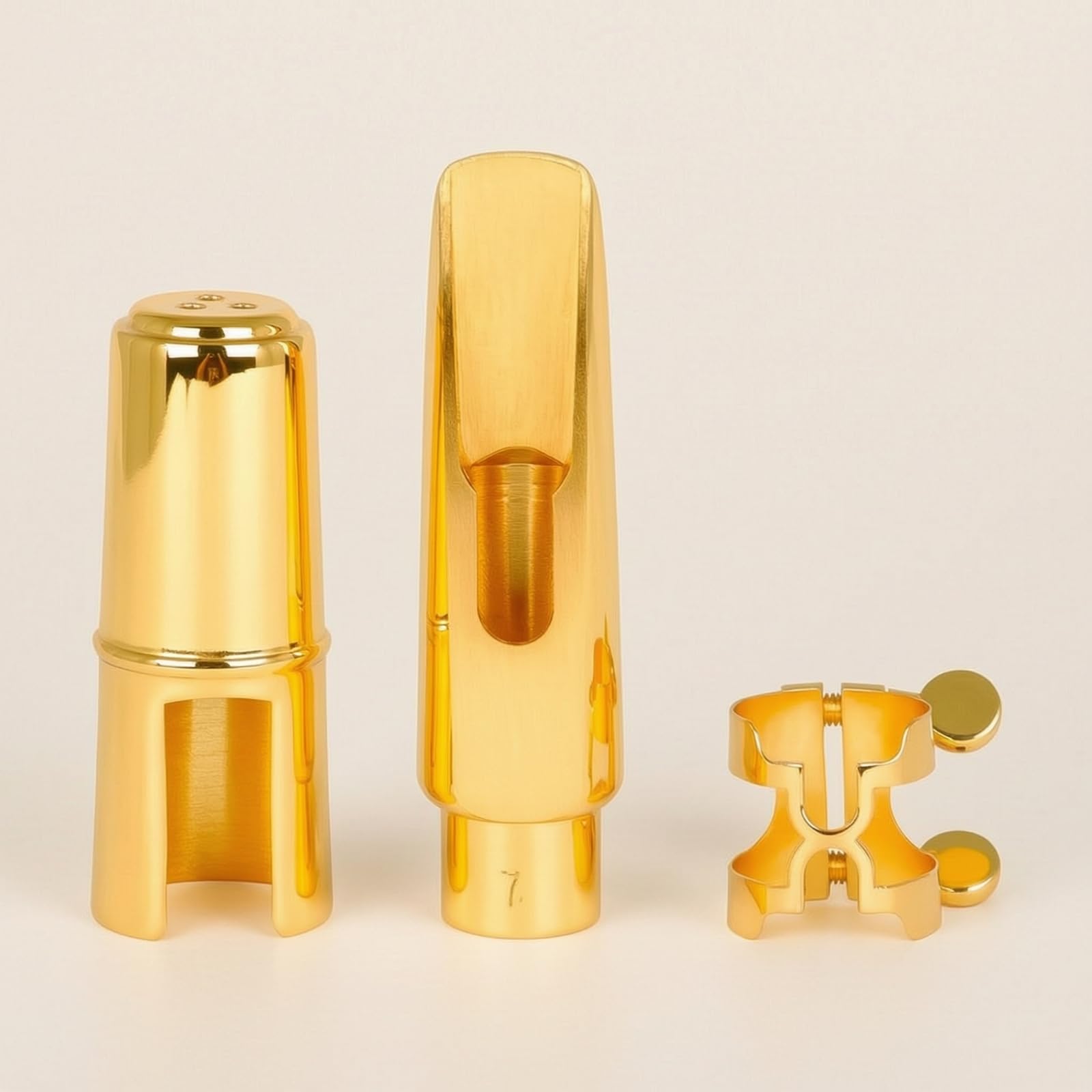 kowaku Bocchino per Sassofono Bocchino Sax Alto Boccaio Beccuccio in Metallo con Fascetta Custodia E Scatola in Bambù Suono Brillante Facile Emissione Adatto