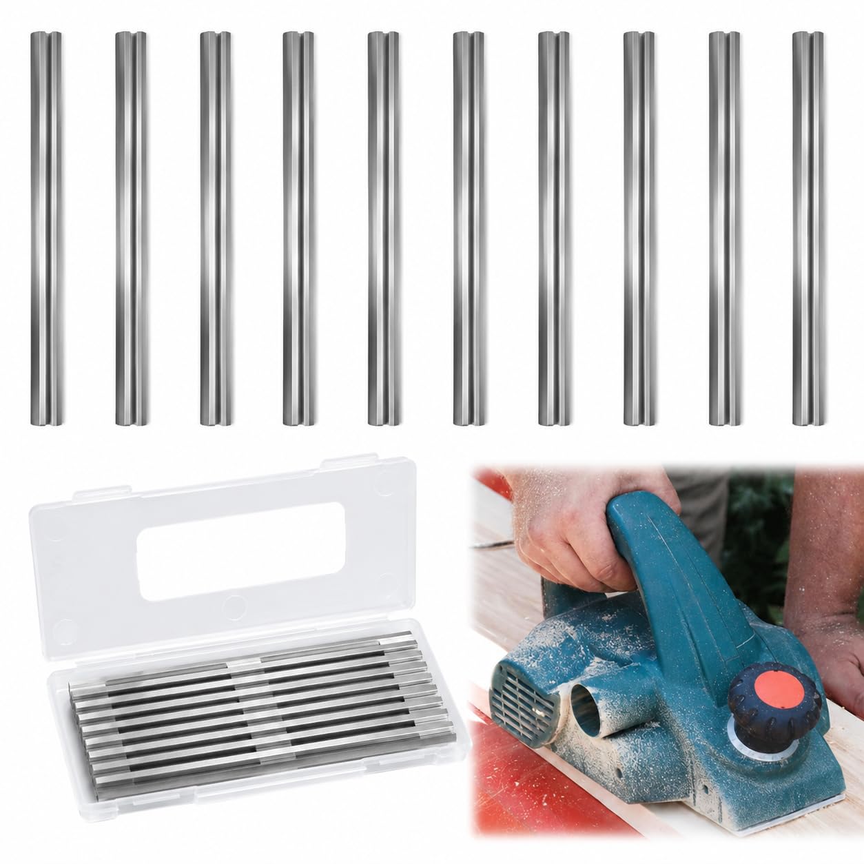 10 Pcs 82mm Electric Planer Blades Compatible with Makita, Bosch, DeWalt