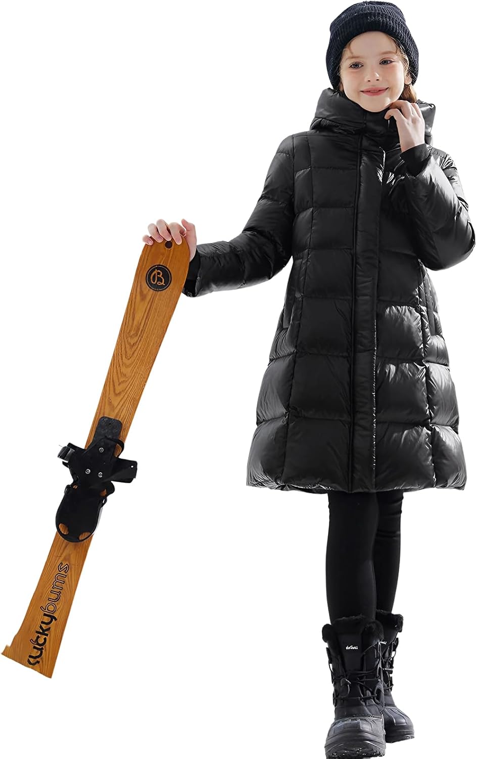 [Banlan] 子供服 ダウンコート ダウンジャケット 女の子 ロング丈 アウター フード付き スナップボタン ジッパー 厚手 冬