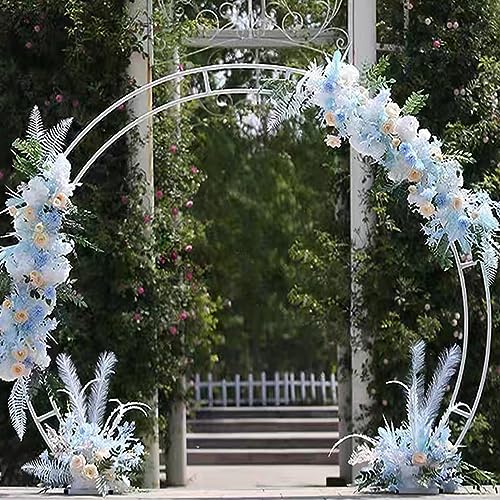 Metal Arch for Ceremony,6.5 Feet Double Round Backdrop Stand,Circle Balloon Arch Stand with Base for Wedding Birthday Party Baby Shower Decoration,Indoor and Outdoor,White by LeJoy Garden - Image 5