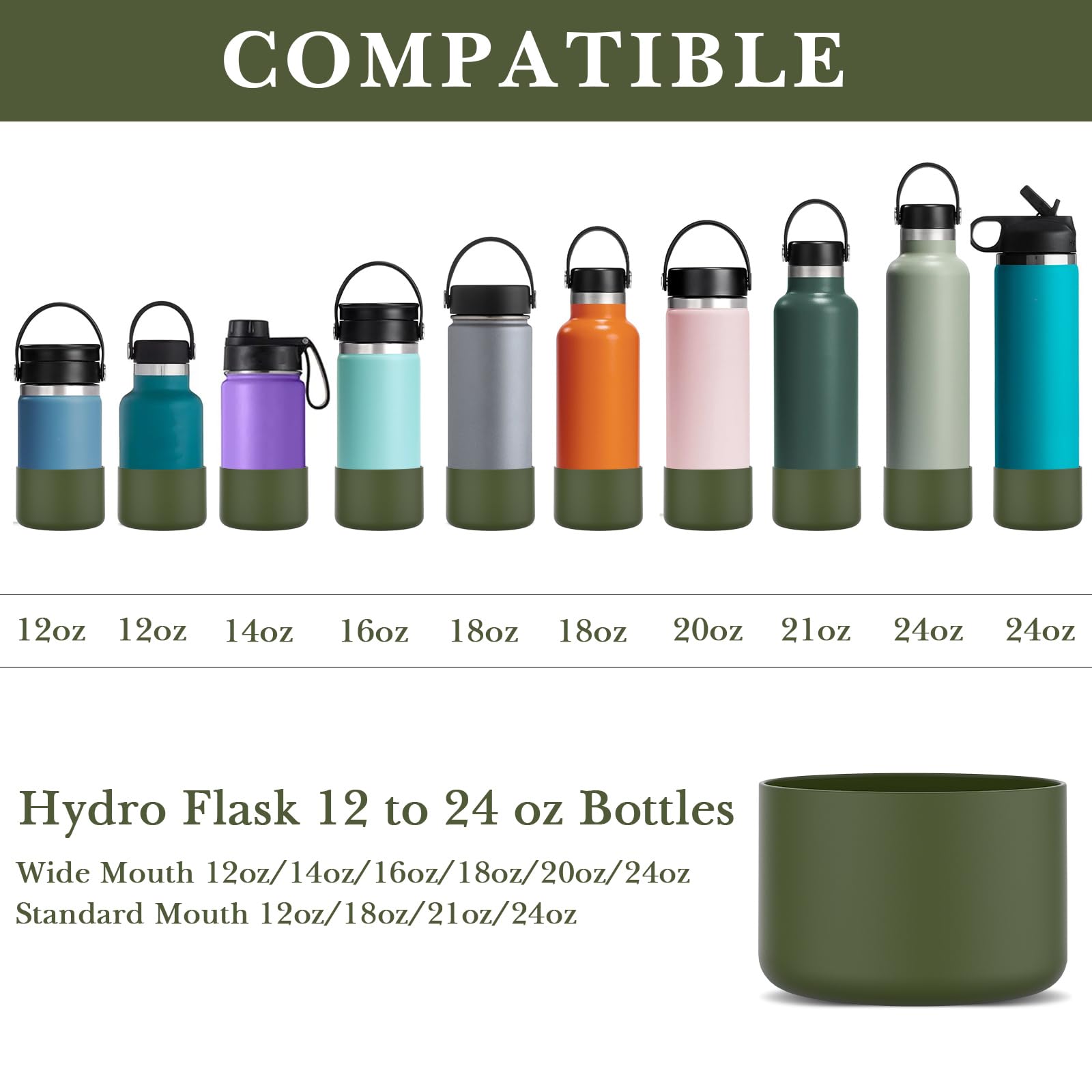 Linkidea 2 Pack Water Bottle Boot Compatible With Hydro Flask Wide Mouth 12oz/14oz/16oz/18oz/20oz, Silicone Bottle Bottom Sleeve Bumper Protector (Clear