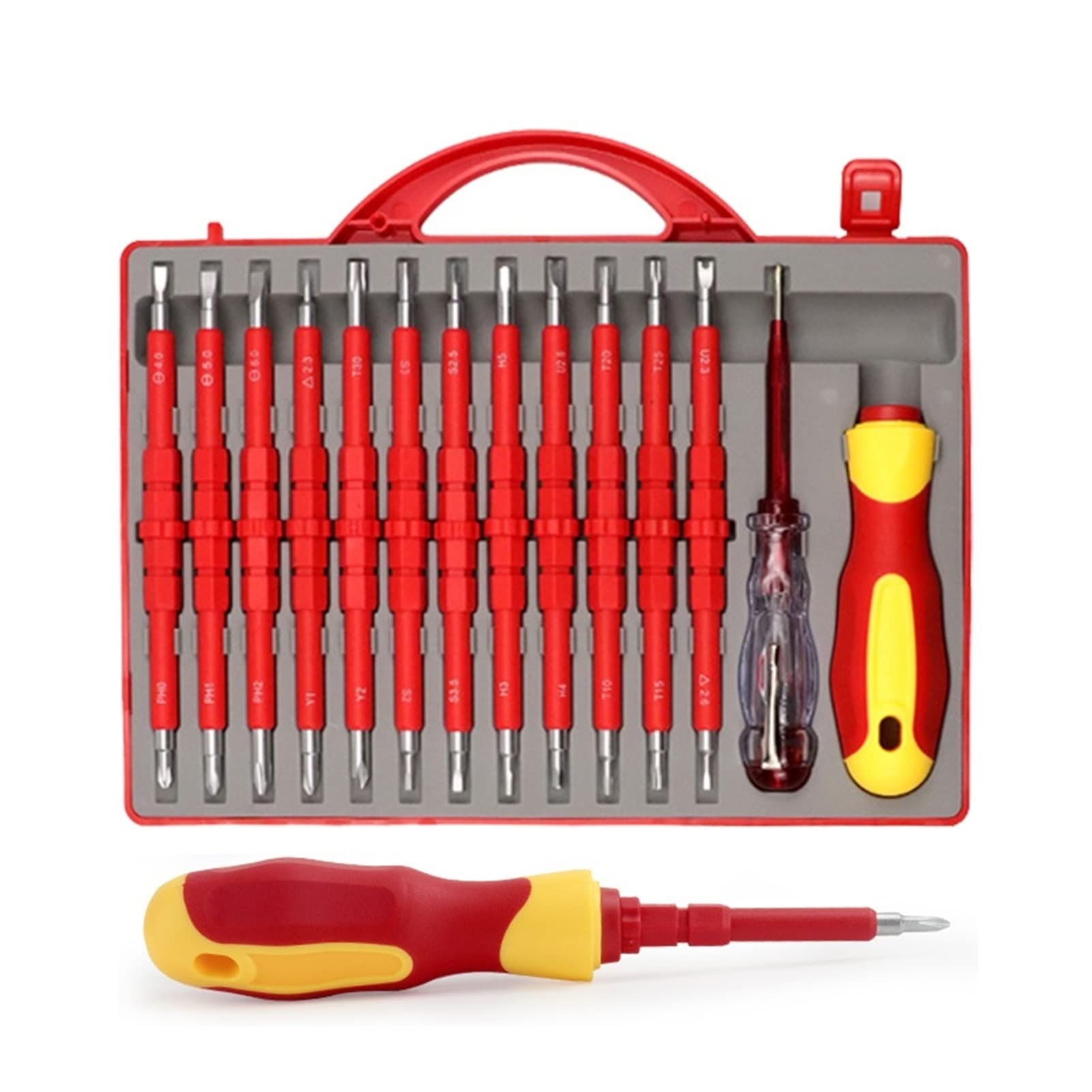 Set di cacciaviti isolati 26 in 1, Punte per cacciavite magnetiche, Dispositivo di Riparazione per cacciavite, Utensili manuali per elettricisti.
