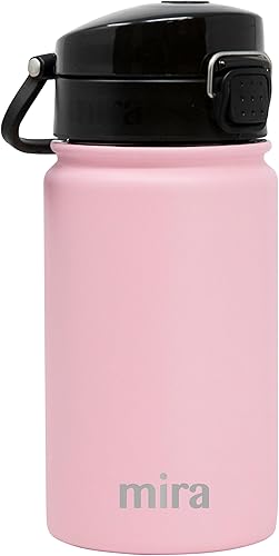 MIRA Botella de agua de acero inoxidable de 12 onzas, termo de metal que mantiene el frío durante 24 horas, el calor durante 12 horas, doble pared