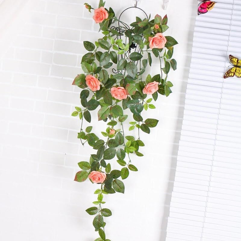 Miniatura 2 de Sunnyskar Flores artificiales de seda con hojas de seda para colgar en la pared, flores artificiales, flores de rosas para decoración de balcón,