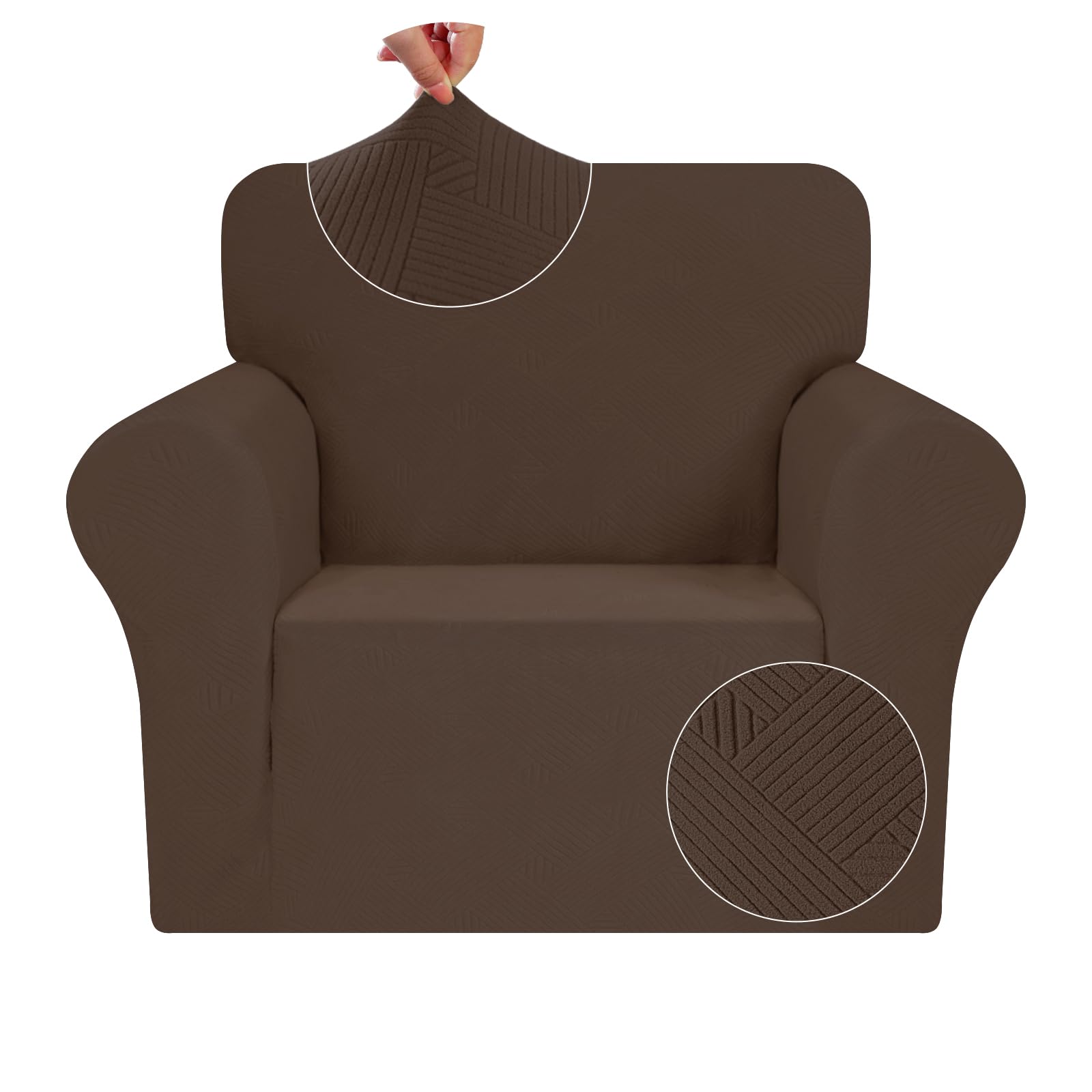 JIVINER Chair Cover for Living Room, 1 Piece Armchair Sofa Slipcovers Stretch Pet Friendly Couch Furniture Protector Covers with Elastic Bottom (Chair, Coffee)