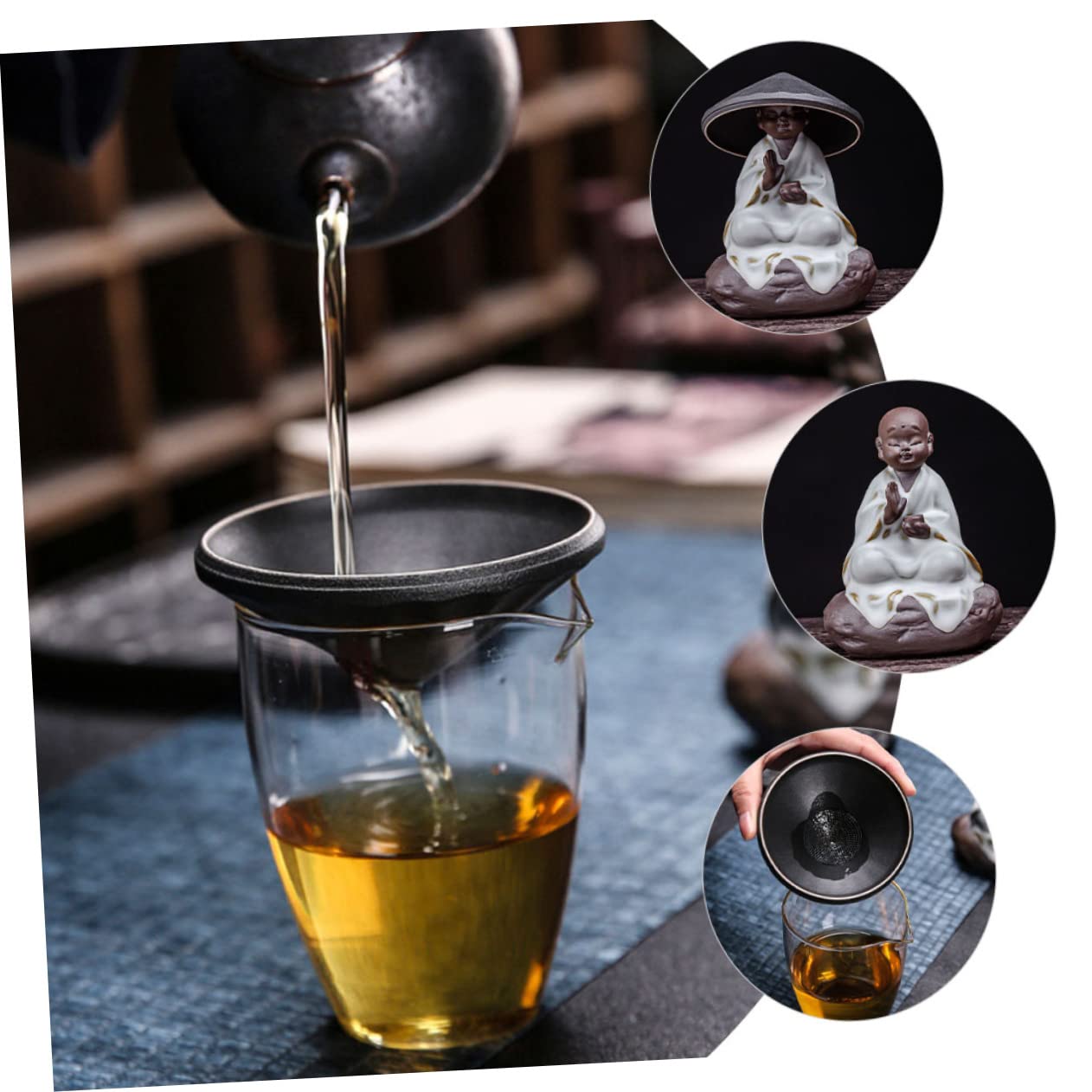 Garneck Colino da Tè Filtro Integrato in Ceramica Buddha Mini, Accessorio per Tisane, Design Creativo Perforato, Piccolo e Leggero, per Bevande in Casa e Ufficio
