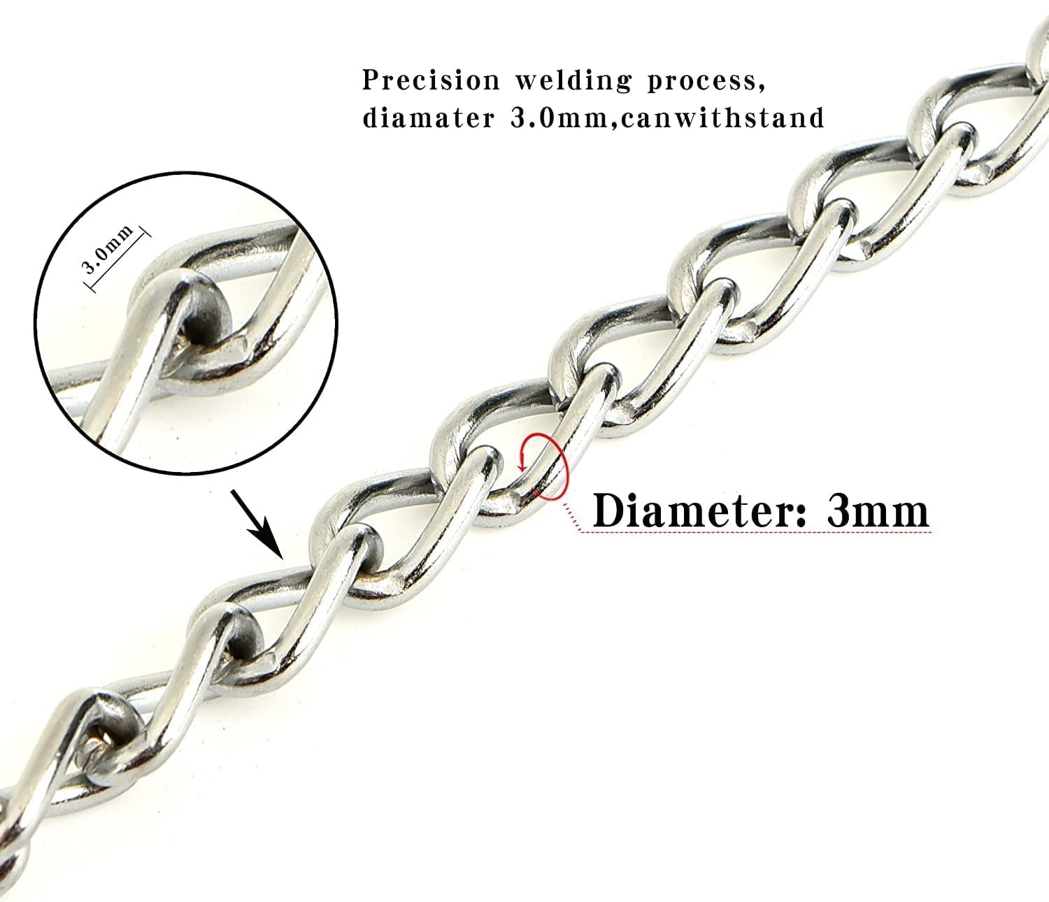 Pups&Pets Dog Chain Silver Grind No.12 for Small Dogs Leash