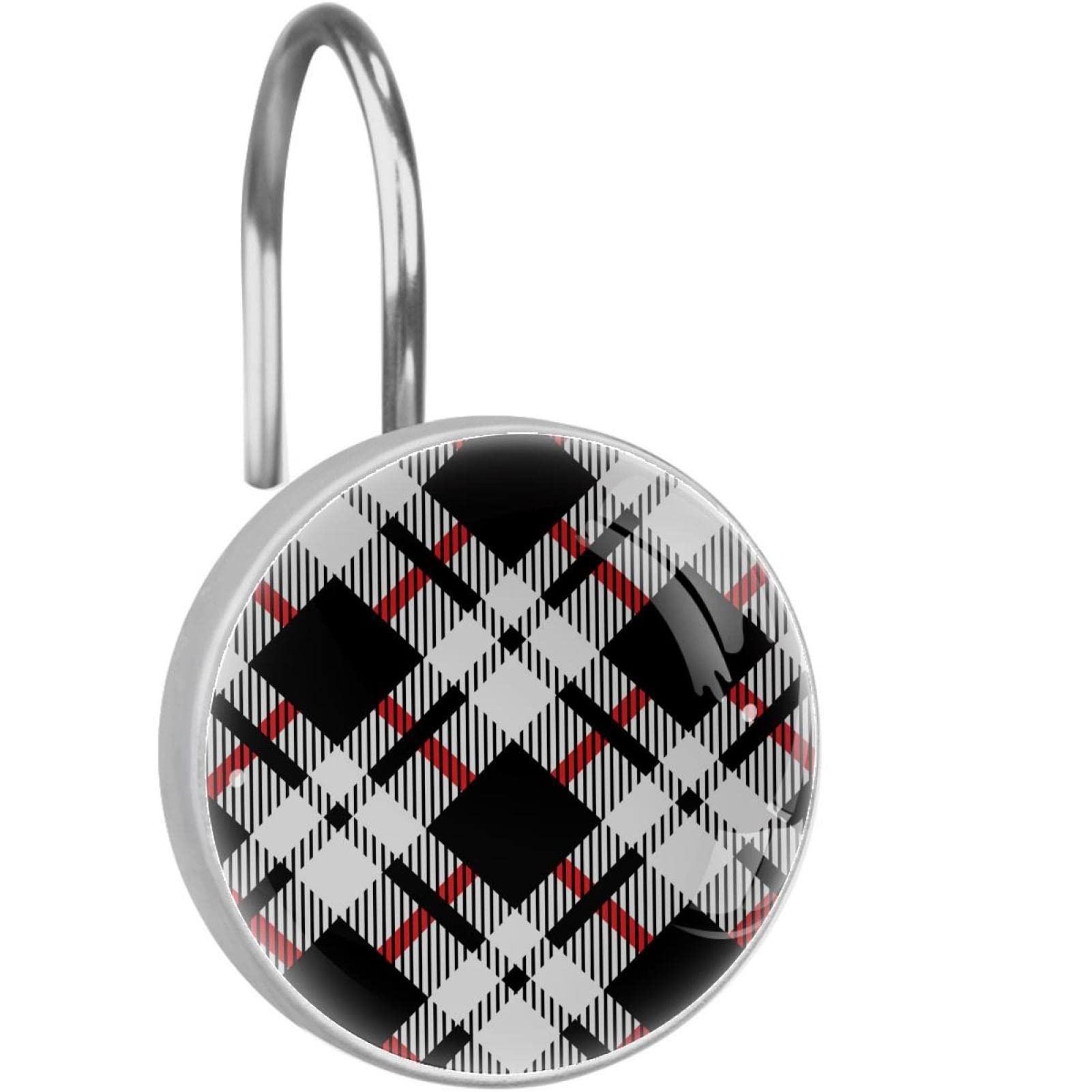 Crochets de rideau de douche en acier inoxydable noir pour salle de bain moderne