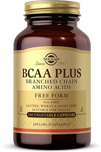 Solgar BCAA Plus 100 cápsulas vegetales  Apoyo muscular y ejercicio  Forma libre de aminoácidos de cadena ramificada con vitamina B6 para absorción