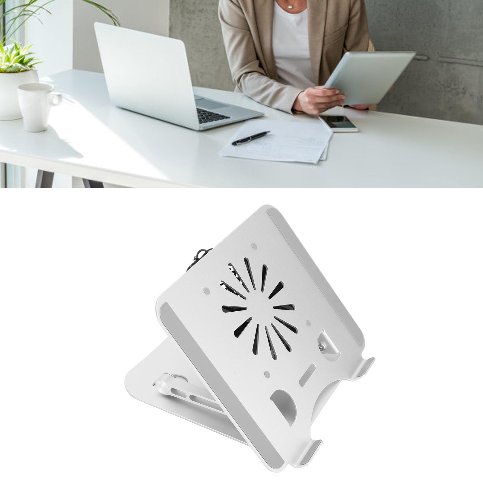 Supporto per Dispositivo di Raffreddamento per Laptop da 17 Pollici con Ventola USB per Raffreddamento Portatile - Design Elevabile e Pieghevole in Lega di Alluminio