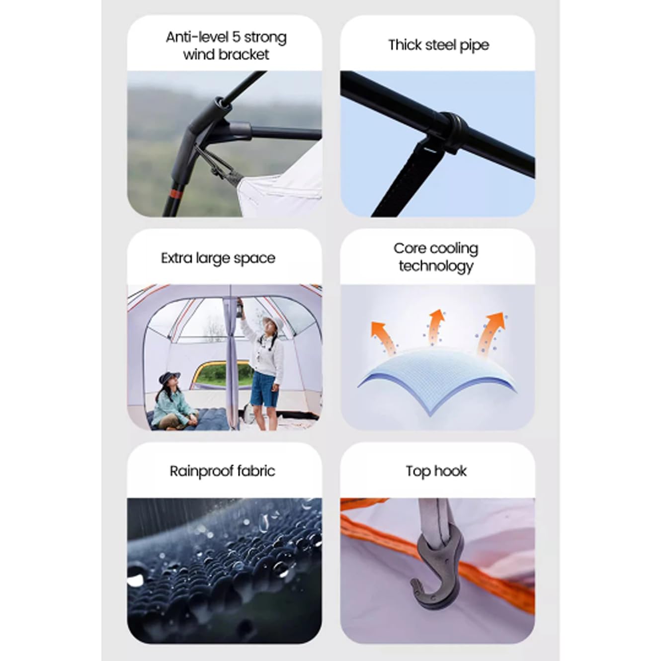 Tienda de campaña Inflable, Tienda de campaña de instalación instantánea for 6/12 Personas con Porche, toldo, 2 Compartimentos for Exteriores y Camping