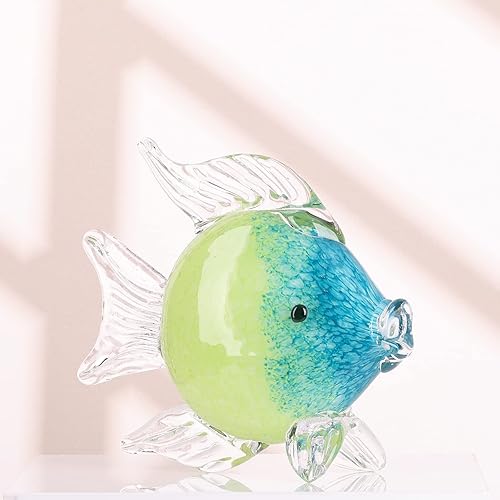 Miniatura 3 de Figuras grandes de cristal de peces de vidrio soplado a mano, estatua y escultura de peces para decoración del hogar, pisapapapeles de cristal de