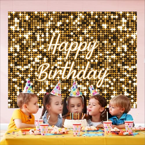 Image of Golden Birthday Backdrop 5x4 Ft | Backdrops for Decoration | Birthday Decoration Backdrop | Banner for Kids Theme Party