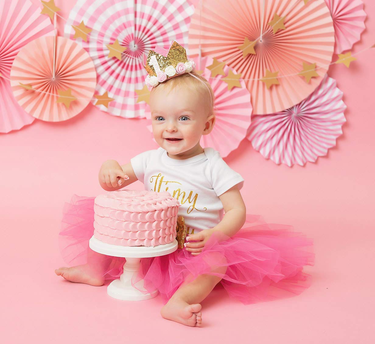 Party Propz 1st Birthday Crown Cap for Baby Girl | Crown for 1 Year Baby | Hats for Kids | Caps for Kids | Crowns for Girls 4