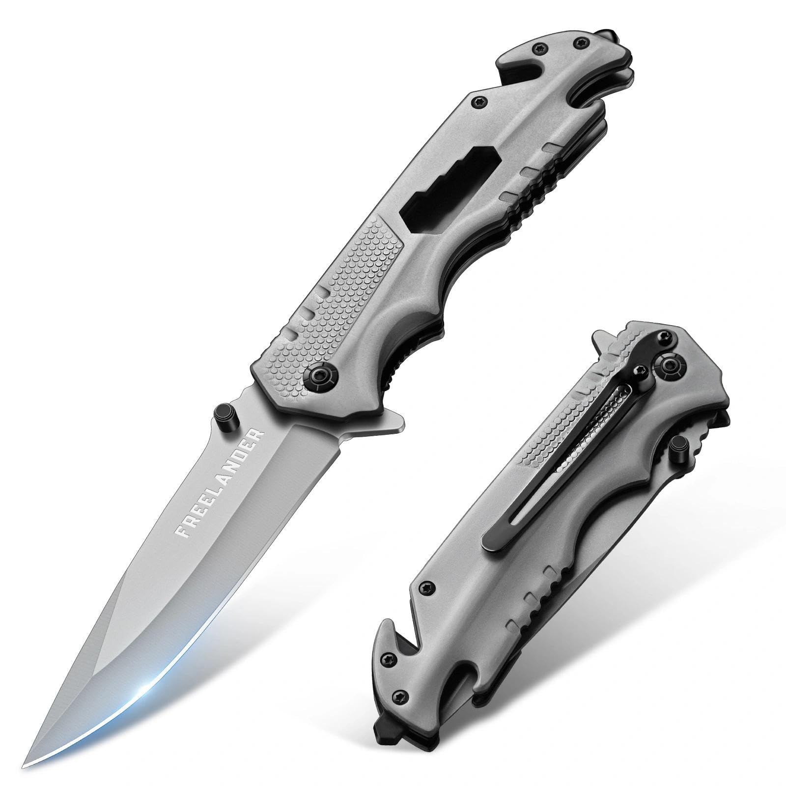 Freelander Tactical Pocket Knife, 5-In-1 EDC Folding Knives, Gifts for Men