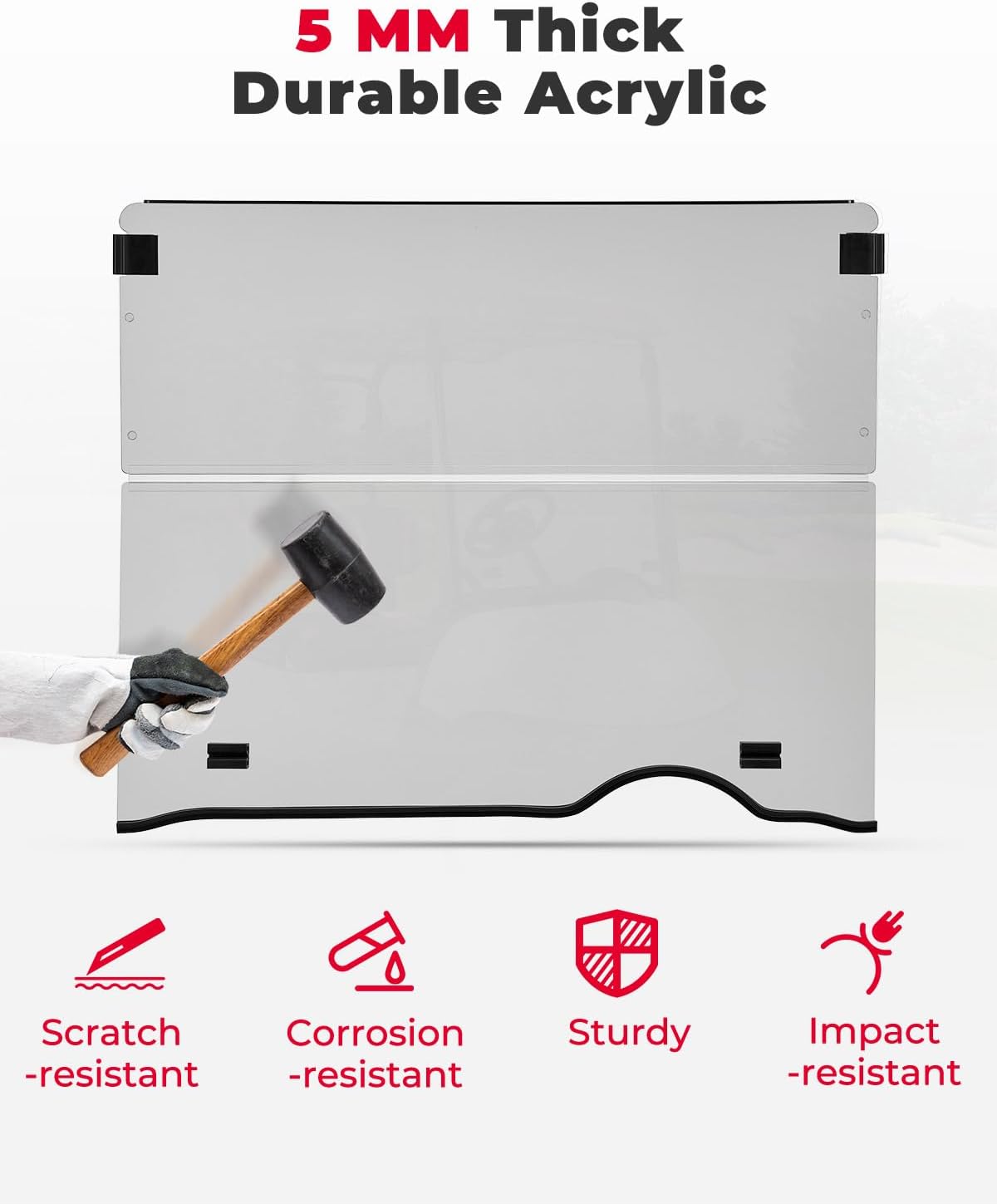 KEMIMOTO Golf Cart Windshield Compatible with EZGO RXV (2008-Up), Foldable Replacement Windshield with Anti-UV and Impact Resistant Acrylic