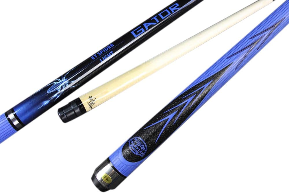 Champion Blue Spider Maple Pool Cue Stick 21oz, White Pool Cue Case, Billiard Glove