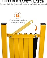 Vista 5 de TECSPACE Barricada de metal expandible industrial, tamaño de expansión 8.2 pies, amarillo y negro, Barricada de seguridad de acero duradero