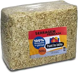 2.5Kg Serragem Prensada Maravalha de Pinus para Forração Higiene e Conforto de Hamsters e Outros Roedores - Paiol do Bicho Kit 5 x 500G