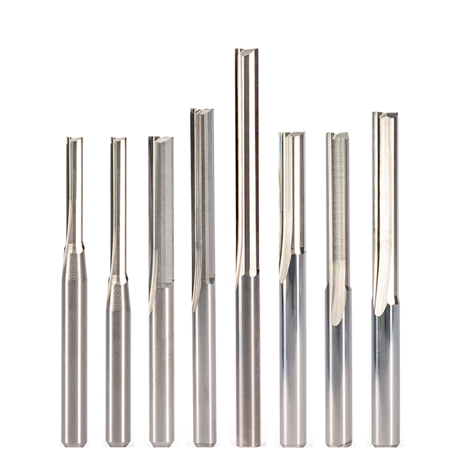 10 Uds 3.175/4/5/6mm CED 1mm 2mm CEL 17mm broca de ranura recta cortador de madera CNC carburo sólido dos brocas de flauta doble brocas de enrutador CNC