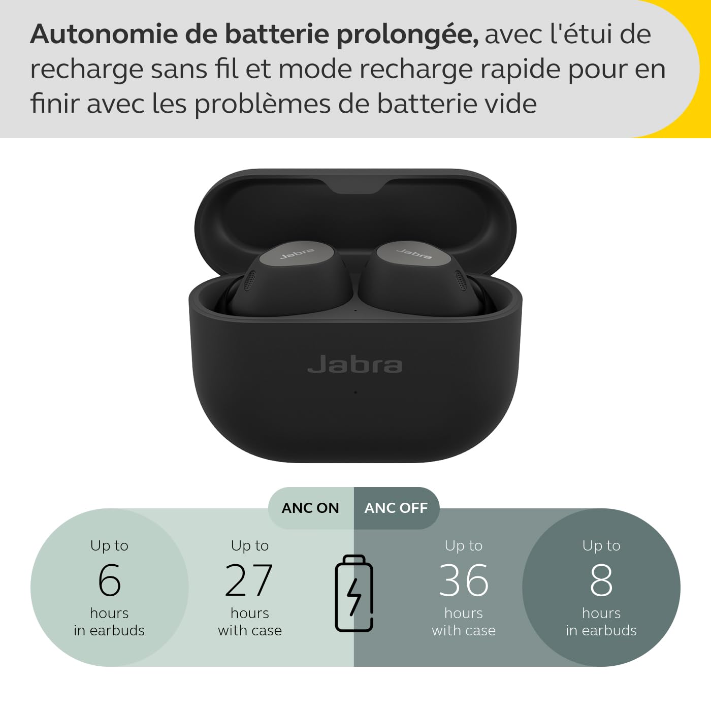 Jabra Elite 10 - Écouteurs sans Fil Bluetooth Intra-Auriculaires - Technologie Advanced Active Noise Cancellation - 6 Microphones intégrés, Son Dolby Atmos - Noir Titanium
