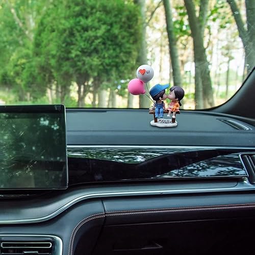 Miniatura 5 de Adorno de pareja de automóvil, lindo beso para decoración de tablero de instrumentos, mini globo de automóvil, figura de muñeca para automóvil,