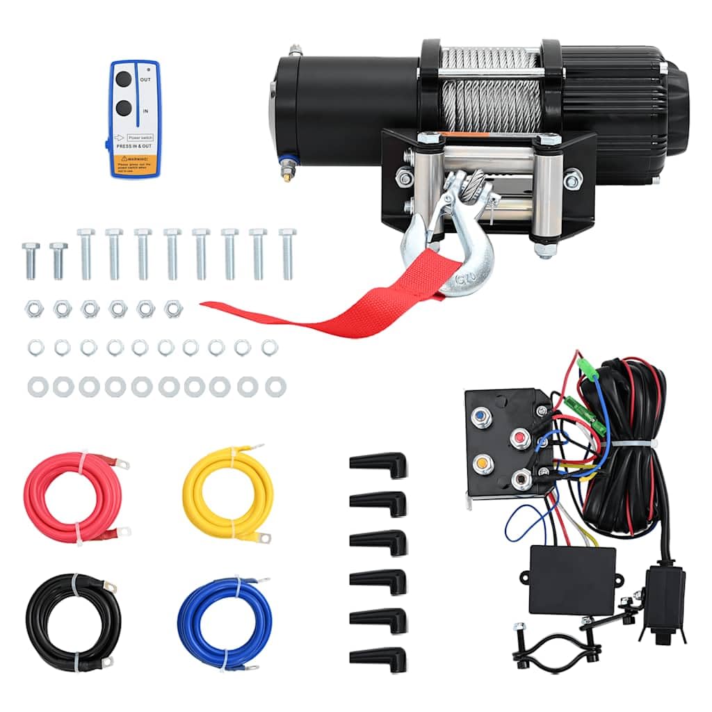 Treuil électrique 12 V 4500 lbs / 2040 kg avec télécommande sans fil Câble en acier 15 m pour quad, ATV, bateau, remorque