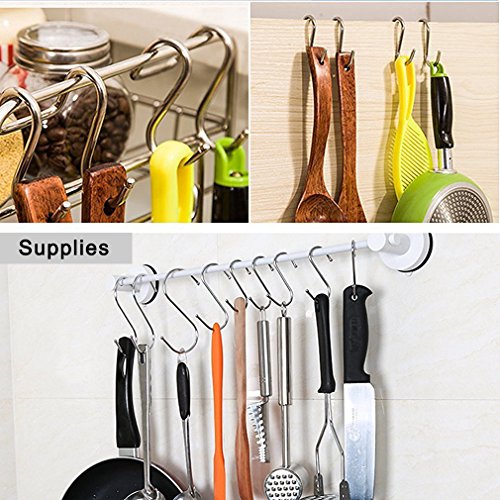 YourGift 10 Pack Heavy Duty S Hooks Black S Shaped Hooks Hanging Hangers Hooks for Kitchen, Bathroom, Bedroom and Office: Pan, Pot, Coat, Bag, Plants(10 Pack/S Hook/Black/2.4 inch)