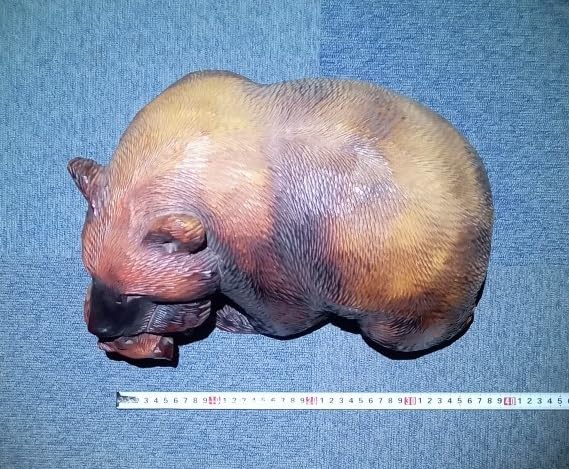 大きな木彫りの熊　親子熊　置物　ブドウ Amazon.co.jp: 置物熊くまクマ親子熊北海道旅行土産観光大きい
