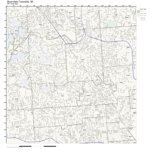 ZIP Code Wall Map of Bloomfield Township, MI ZIP Code Map Not Laminated