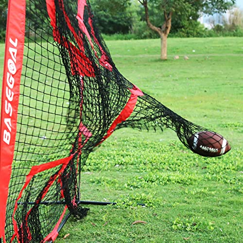 BaseGoal Football Replacement Net(NET ONLY),Heavy Duty Knotless for Football Throwing Training, Improve QB Throwing Accuracy (7Ft x7Ft, Red)