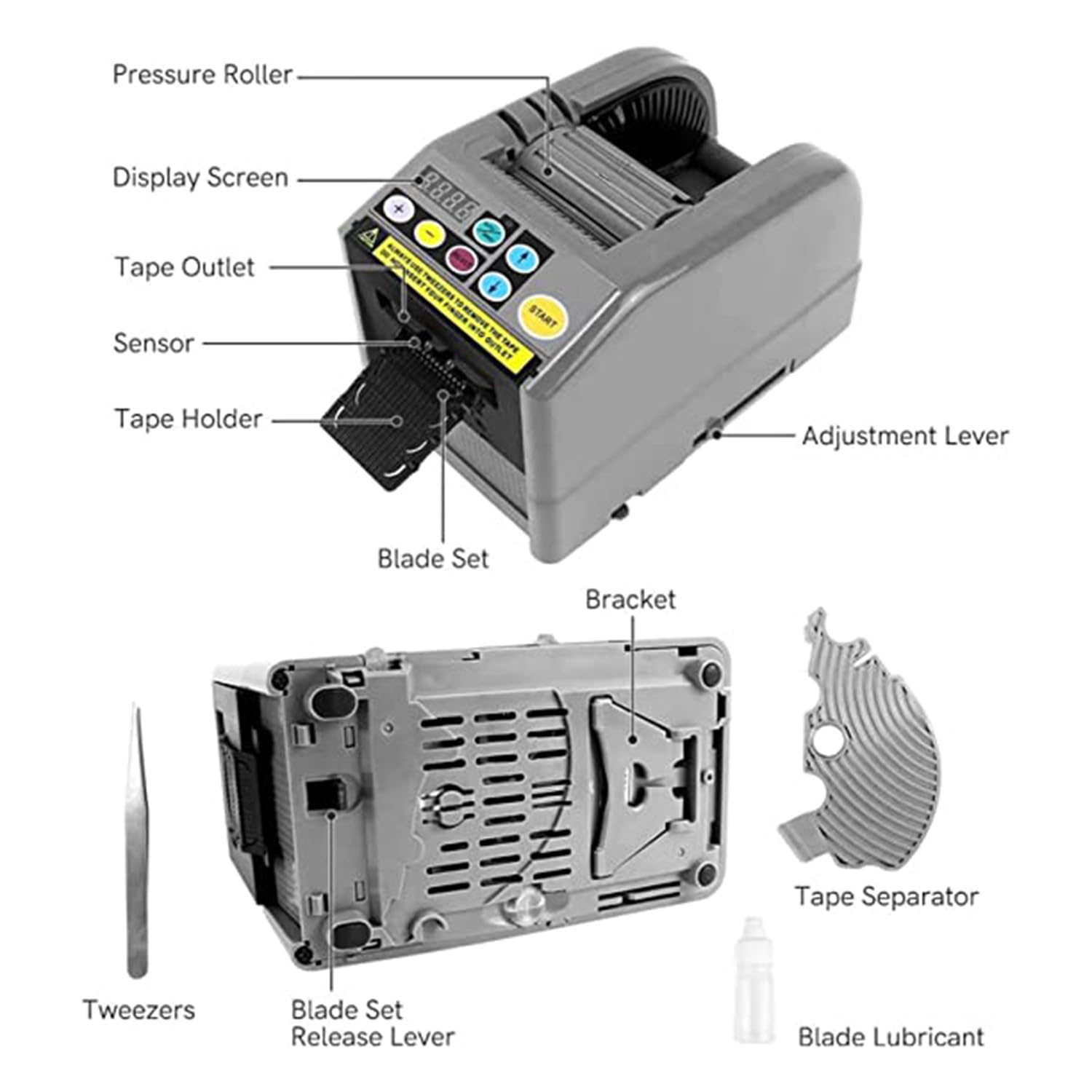 Dispensador automático de Cinta eléctrica, dispensador automático de Cinta, máquina empacadora cortadora de Pegamento, para Cinta de Doble Cara de 6-60 mm/Tela de Vidrio/Papel de Aluminio