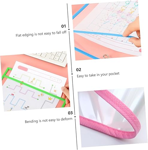 Miniatura 7 de NUOBESTY Bolsa de borrado en seco, borradores de pizarra blanca, carpeta de archivos de plástico, billetera de plástico de gran tamaño, bolsillos