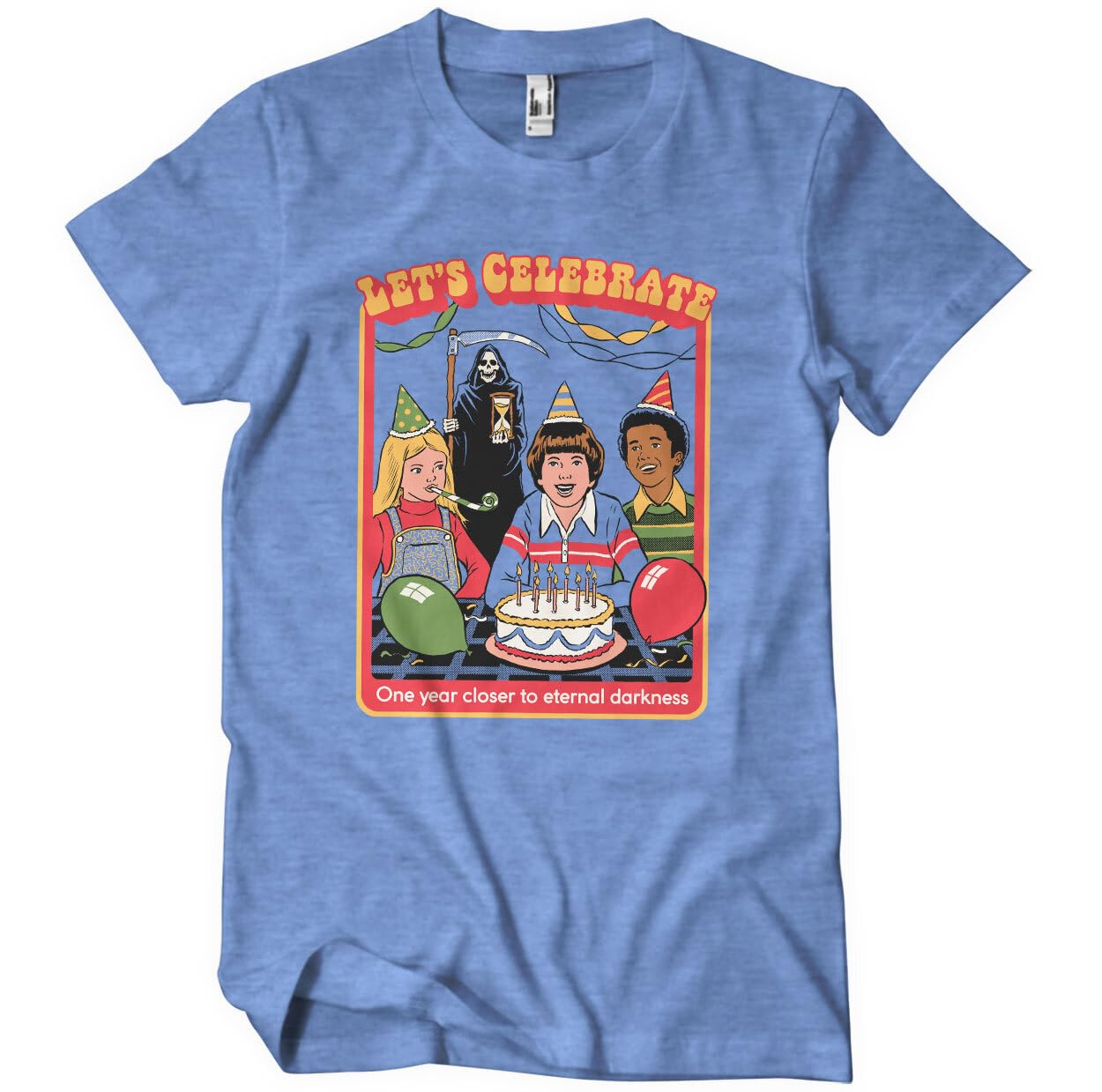 Steven Rhodes Men's Blue-Heather Officially Licensed Let's Celebrate T-Shirt (Blue-Heather), Medium