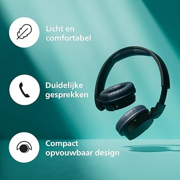 Philips TAH3209BG lightweight over-ear wireless Bluetooth headset, passive noise insulated, 25 hours playback time, clear calls, dynamic bass, 2 hours USB-C charging - beige